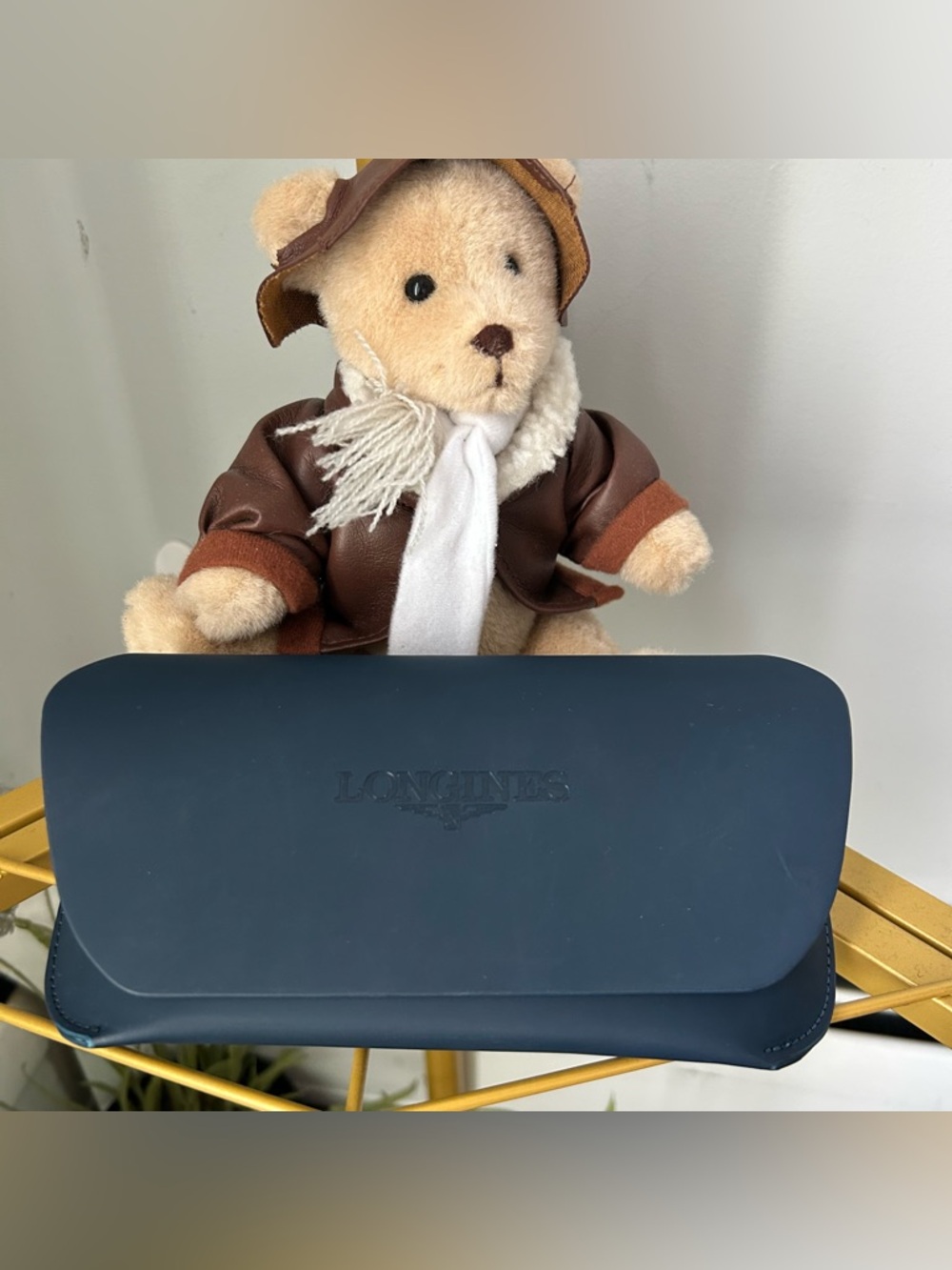 Longines Dark Blue Sunglasses Case with Embossed Logo and dust bag NEW